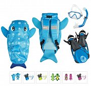 Maska + Šnorchl + Ploutve + Batoh - MARES SEA FRIENDS SET - Juniorský XL Modrá - Ryba