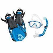 Maska + Šnorchl + Ploutve + Batoh - MARES SEA FRIENDS SET - Juniorský Modrá - Ryba ML
