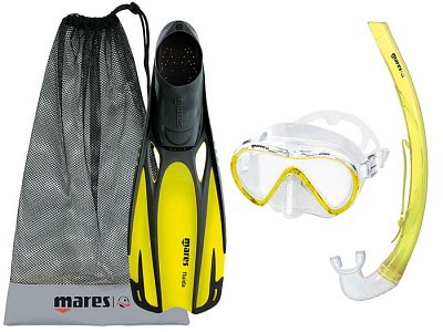 Maska + Šnorchl + Ploutve MARES STREAM SET - Velikost pro Dospělé Žlutá 46 / 47