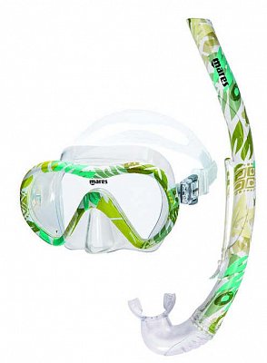 Maska + Šnorchl + Ploutve MARES VENTO ENERGY + X-ONE JR. - Junior Set - Dětský Zelená S 30-34 Bílá