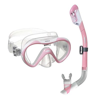 Maska + Suchý Šnorchl - Mares VENTO JR DRY Combo - Dětský Růžová