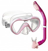 Potápěčská Maska + Šnorchl Mares DRY set - Dětský set se suchým šnorchlem Růžová