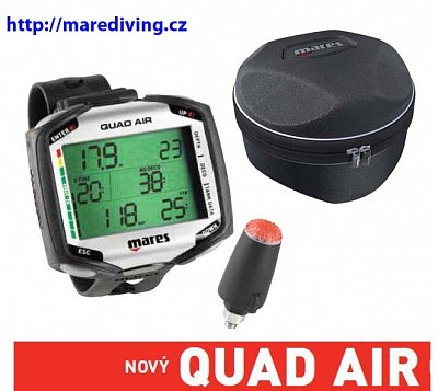 Potápěčský Počítač MARES QUAD AIR + SONDA + POUZDRO zdarma Bílá