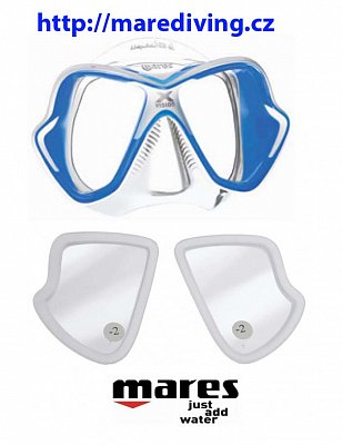 SET MASKA MARES X-VISION S DIOPTRICKÝMI SKLY - Akční Cena 411053 X-Vision Modrá +2 -1.5