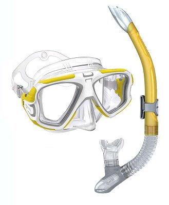 Potápěčská Maska MARES EDGE + Šnorchl ERGO SPLASH Žlutá