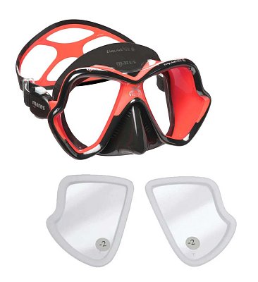 SET MASKA MARES X-VISION ULTRA LiquidSkin S DIOPTRICKÝMI SKLY - Akční Cena  Černá - Červená
